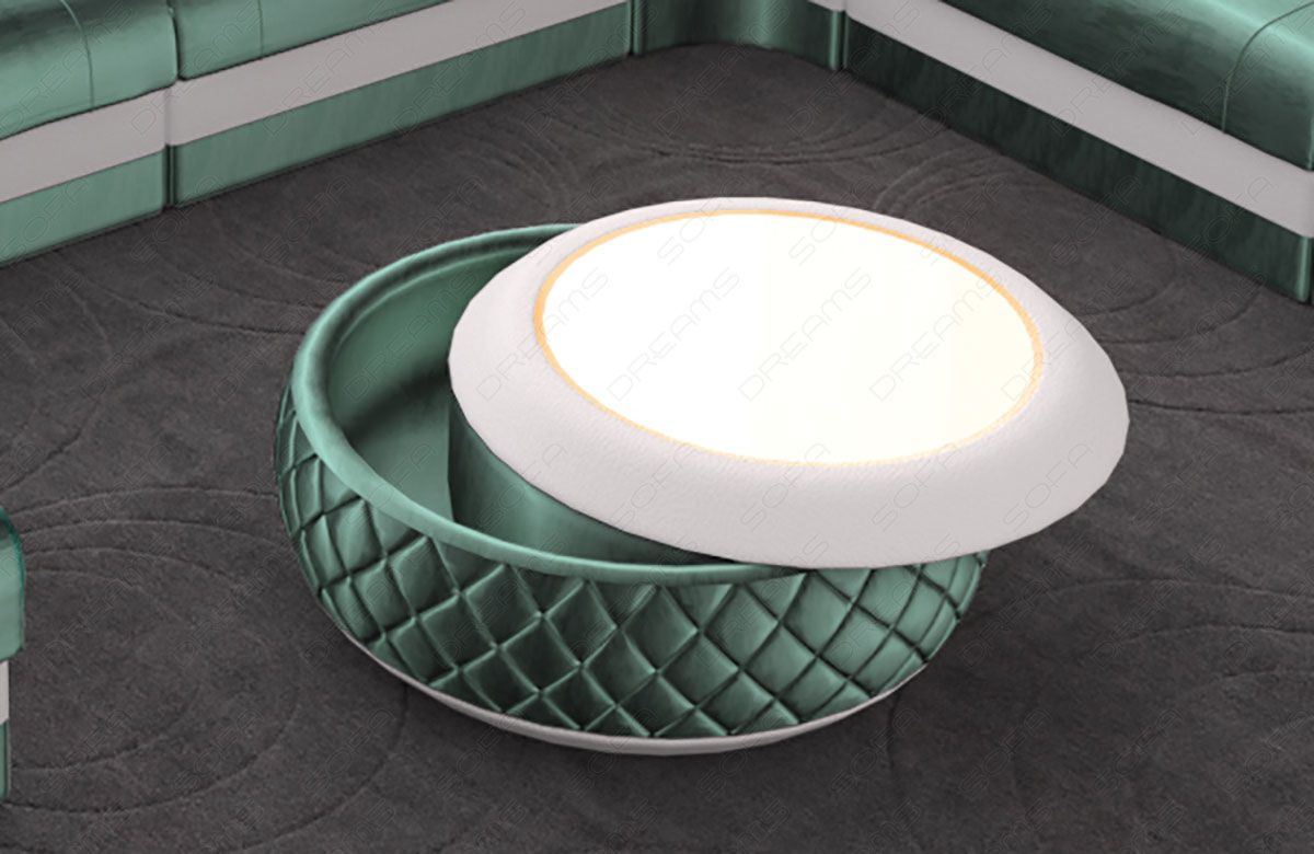 Design Wohnzimmertisch Berlin in türkis - Samtstoff SunVelvet1008