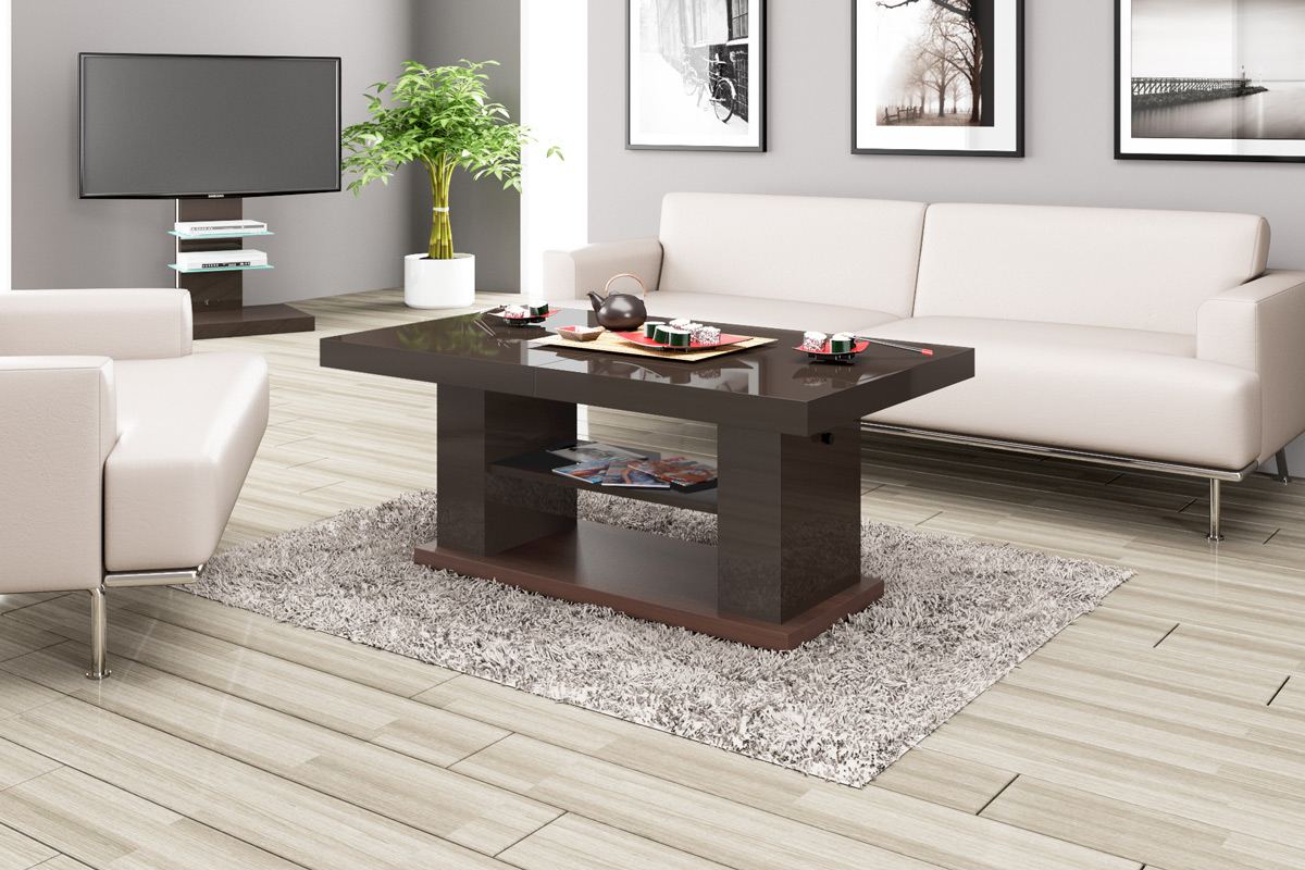 Couchtisch Holz Madrid in dunkelbraun hochglanz