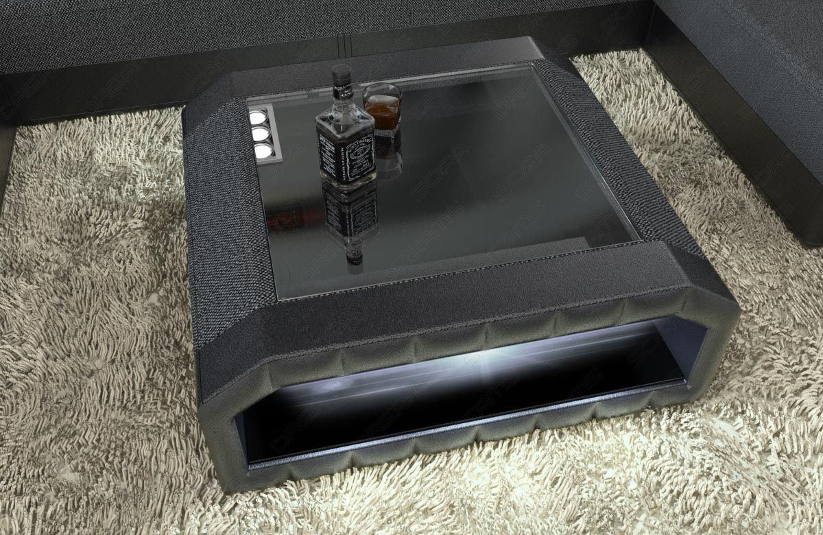 Couchtisch Matera Stoff mit LED in der Farbe schwarz-grau Hugo 12