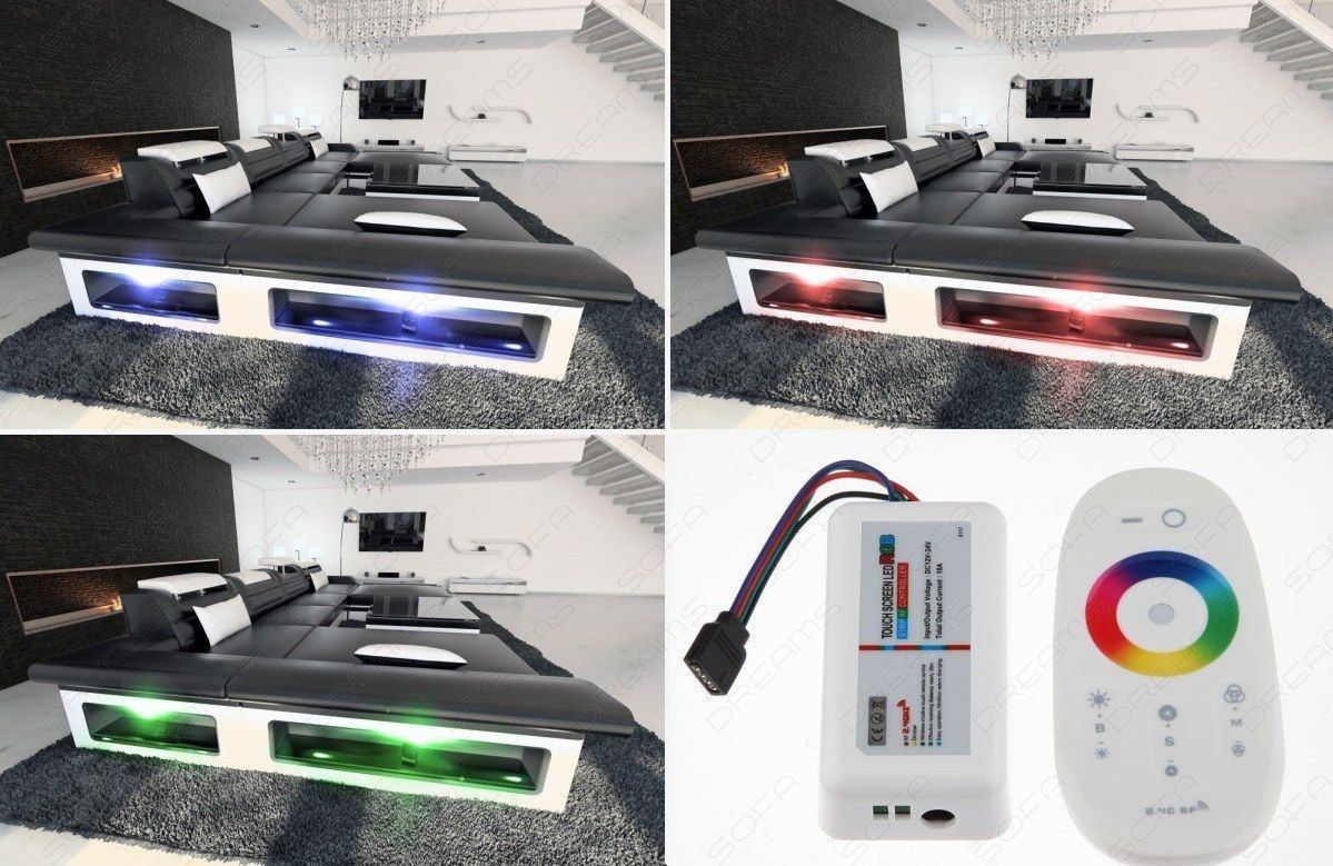 Detailbild der LED-Beleuchtung mit Farbwechsel inkl. Touch-Wheel Fernbedienung
