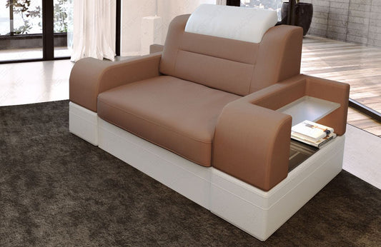 Sessel Polster Parma in taupe - Mineva21 - Die LED Beleuchtung, USB Anschluss und Relaxfunktion sind optional erhältlich.