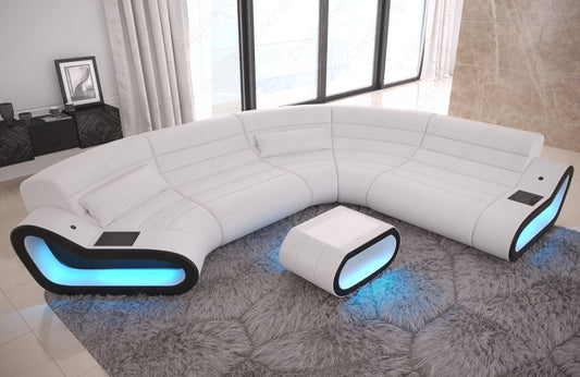 Ledersofa Concept C Form in schwarz-weiß