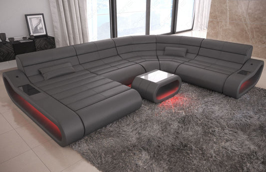 XXL Leder Wohnlandschaft Concept mit LED-Beleuchtung