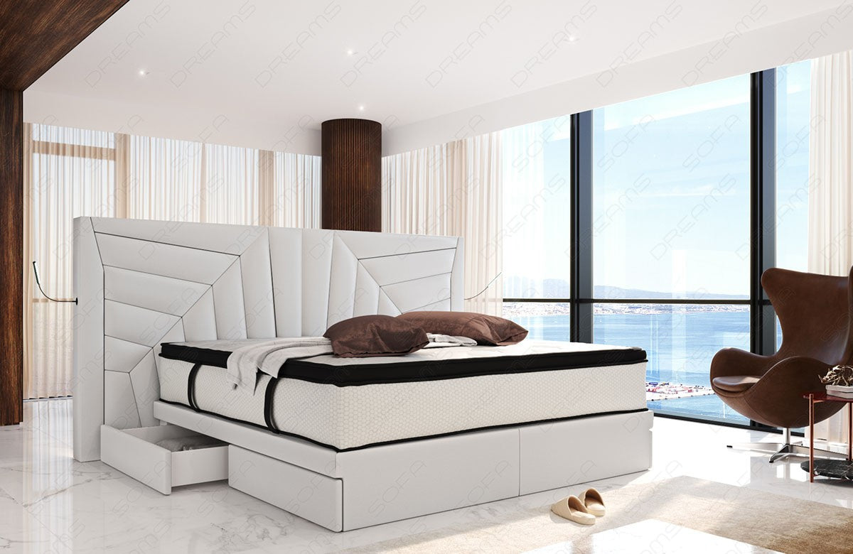 Boxspringbett Monaco mit Schubladen in weiß