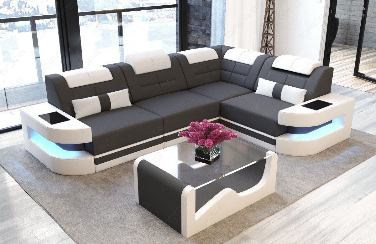 Designersofa Stoff Como L Form in dunkelgrau - Mineva8
