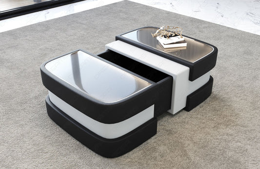 Leder Couchtisch Elegante in schwarz-weiss