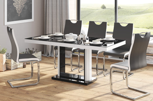 Design Esstisch Saragossa in schwarz-weiß
