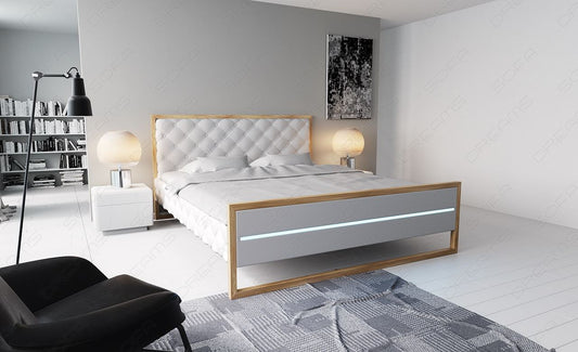 Komplettbett Levanto Leder in weiß