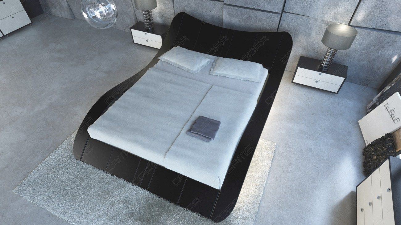 Lederbett Frankfurt komplett schwarz ist in verschiedenen Größen verfügbar
