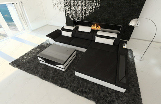 Modernes Stoffsofa Parma L Form in schwarz - Hugo14 Strukturstoff