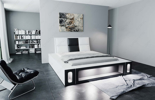 Design Wasserbett Venosa LED Kunstleder in weiß-schwarz