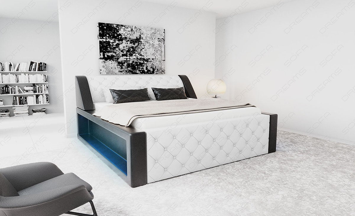 Luxus Wasserbett Arezzo in weiß-schwarz