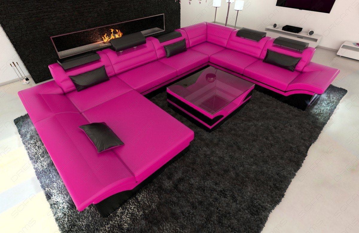 Moderne Wohnlandschaft Enzo XXL in pink-schwarz