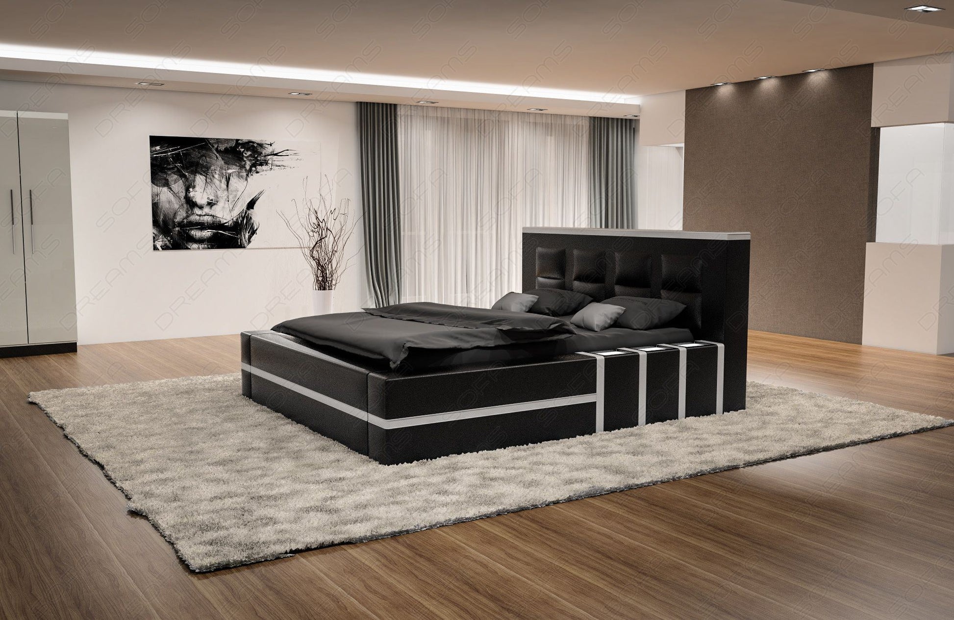 Ehebett Asti in schwarz-weiss