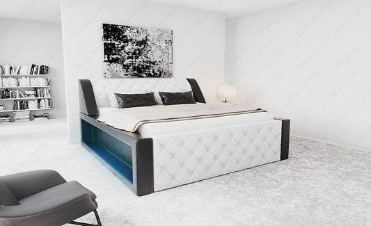 Edles Boxspringbett Arezzo weiß-schwarz