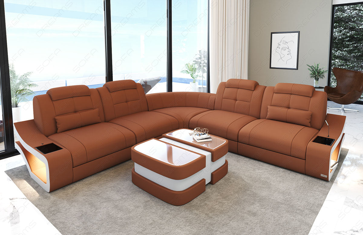 Polster Ecksofa Elena L Form lang in haselnuss - Mineva22 Mikrofaser Stoff