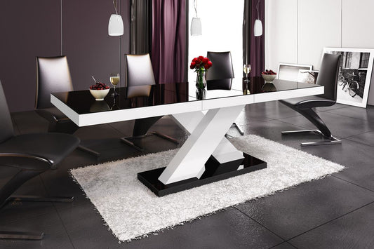 Esstisch Holz Linares in schwarz - weiss hochglanz