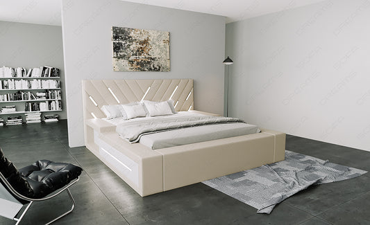 Komplettbett Contrada in beige inklusive LED Beleuchtung