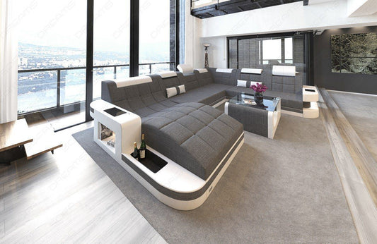 Design Polstersofa Wohnlandschaft Wave XXL in grau - Hugo5 Strukturstoff