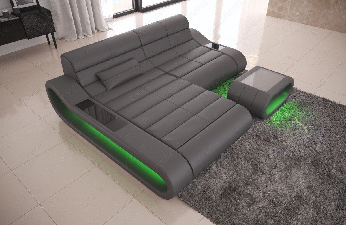 Echtleder Sofa luxus mit Licht Concept L Form - grau