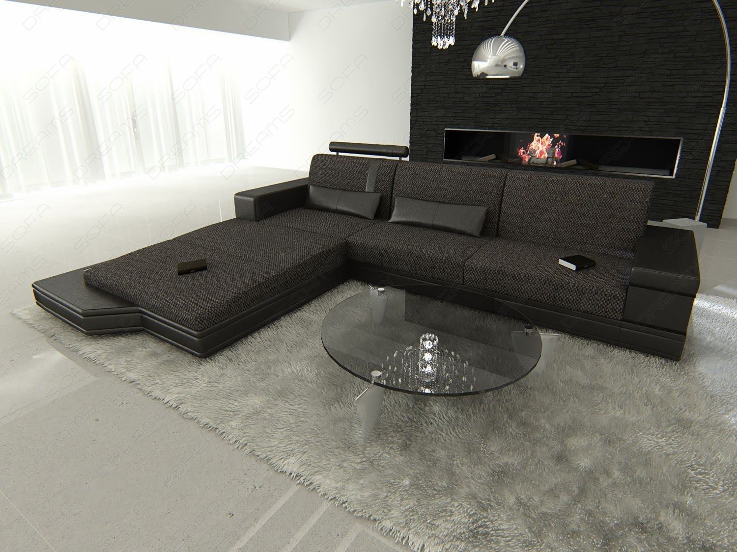 Designer Sofa Messana L Form mit Beleuchtung Hugo 12