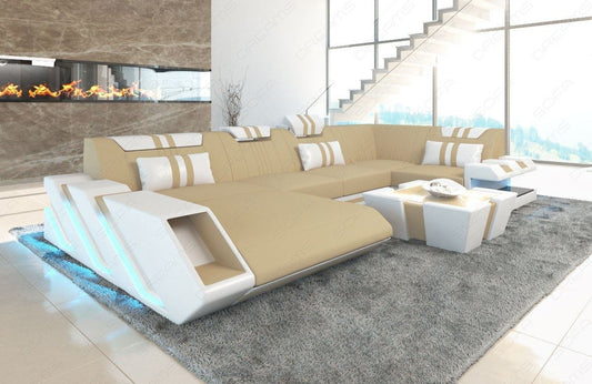 Polstersofa Wohnlandschaft Apollonia U Form Mikrofaser in beige - Mineva4