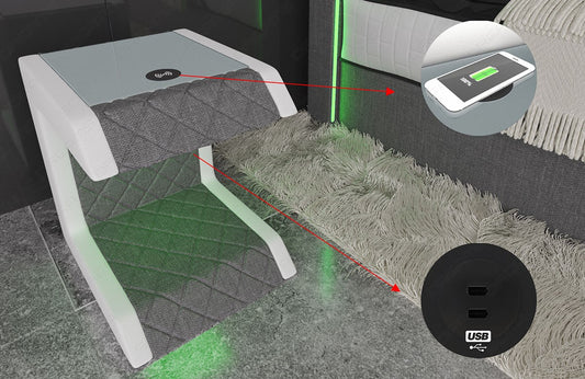 Detailbild Stoff Nachttisch Paris mit Induktionsladefläche und USB-Anschluss (beides optional erhältlich)