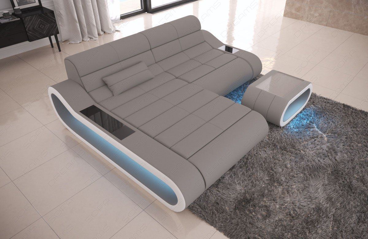 Designersofa Mikrofaser Concept L Form kurz in hellgrau - Mineva12