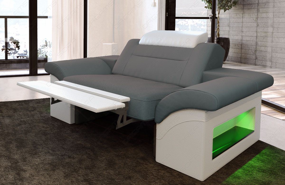 Sessel Design Monza in grau - Mineva15 - Die LED Beleuchtung und Relaxfunktion sind optional erhältlich. Bei weiteren Fragen kontaktieren Sie uns bitte.