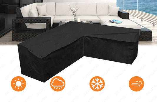 Hochwertige Schutzabdeckung für das Rattansofa Messana U Form - 100% Polyester in schwarz - 3teilig