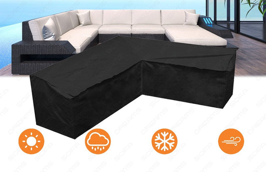 Hochwertige Schutzabdeckung für das Rattansofa Ravenna XXL - 100% Polyester in schwarz - 3teilig