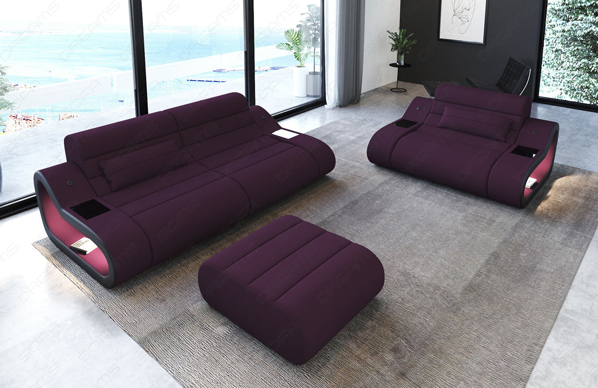 Design Mikrofaserstoff Sofagarnitur Concept 2-1 in lila - Mineva13