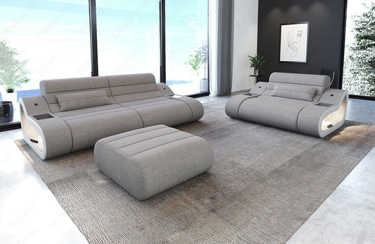 Polster Sofa Garnitur Concept 2-1 Strukturstoff in warmgrau - Hugo3