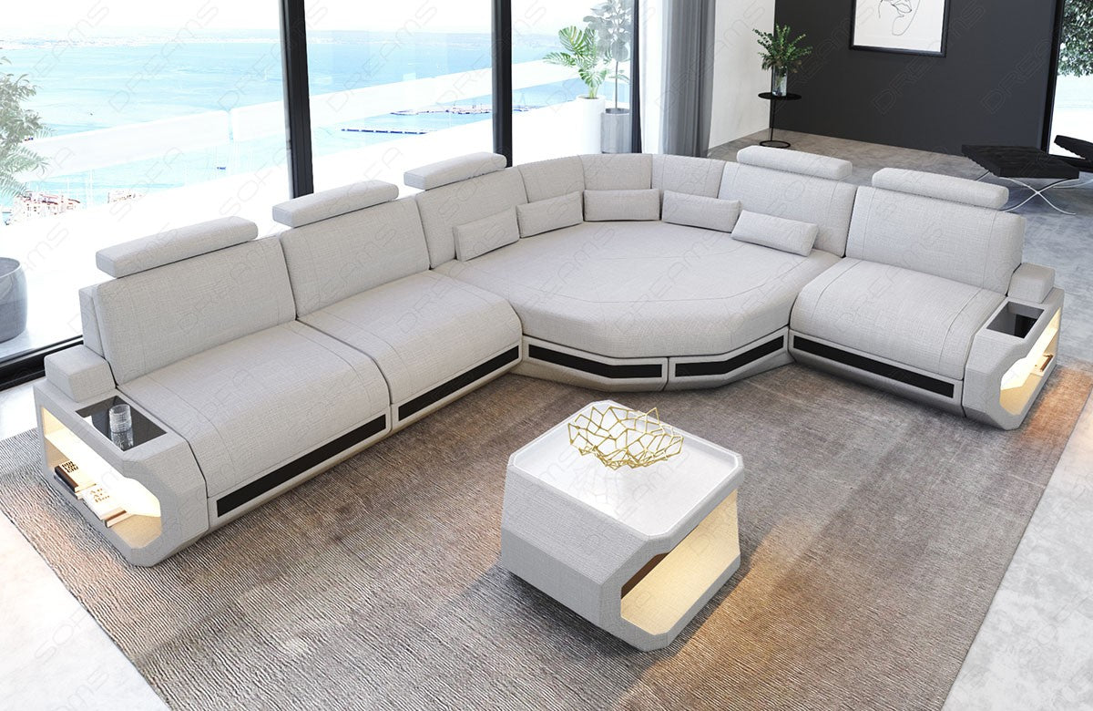 Polster Eck Couch Asti L Form in macchiato - Hugo2 / optional sind Couchtisch und USB-Anschlüsse bestellbar
