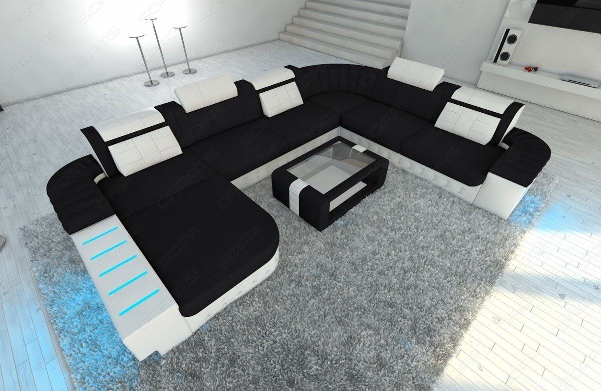 Stoff Wohnlandschaft Bellagio XXL in schwarz - Mineva14