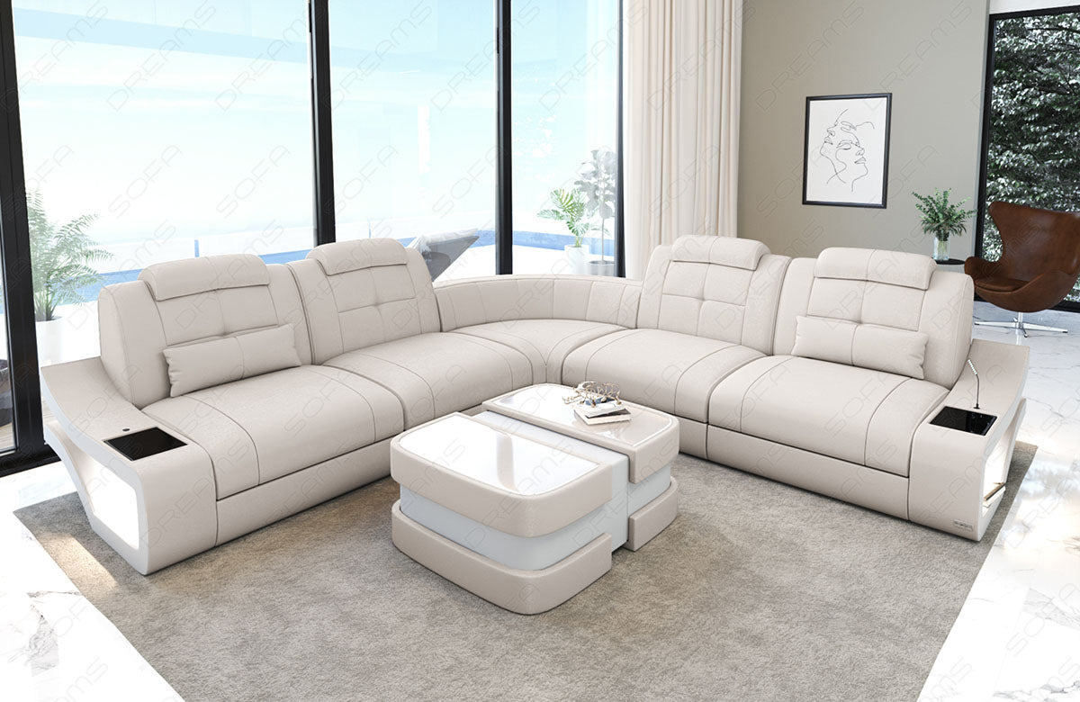 Polster Ecksofa Elena L Form lang in cream - Altara1A Wildleder Optik