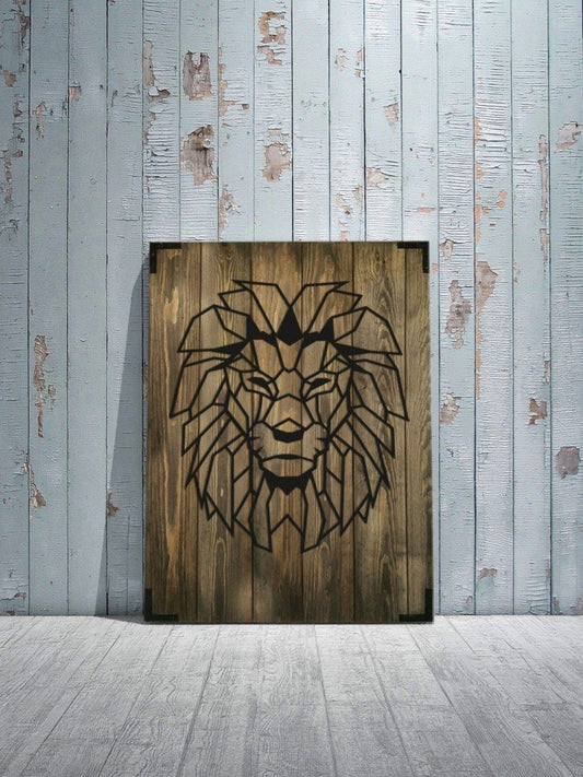 Modernes Holz Wandbild Löwe.