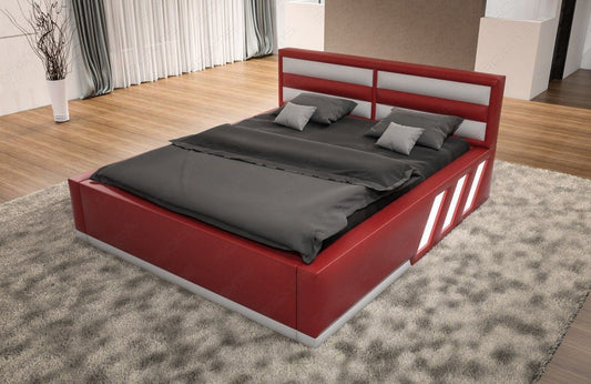 Design Wasserbett Apollonia mit LED Beleuchtung in rot-weiß