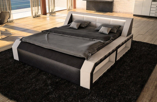 Wasserbett Matera in weiß-schwarz mit LED Beleuchtung