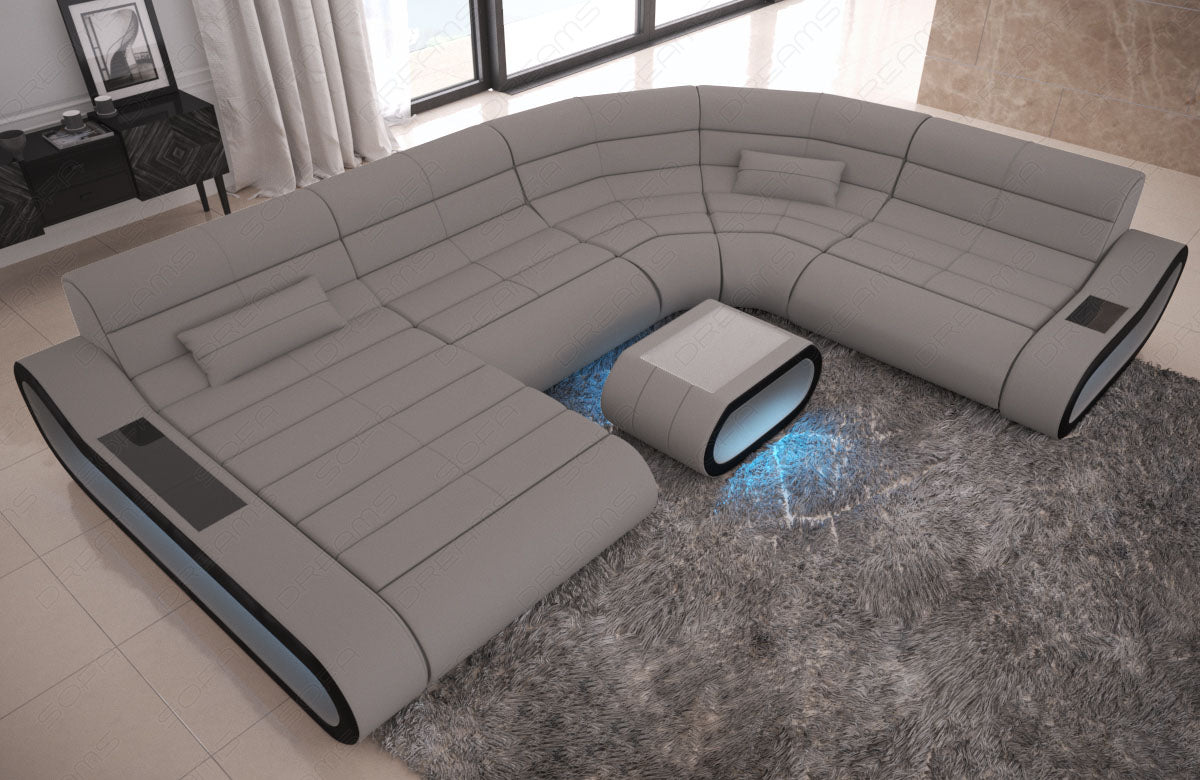 Polster Sofa Wohnlandschaft Concept XXL in hellgrau - Mineva12 Mikrofaser Stoff