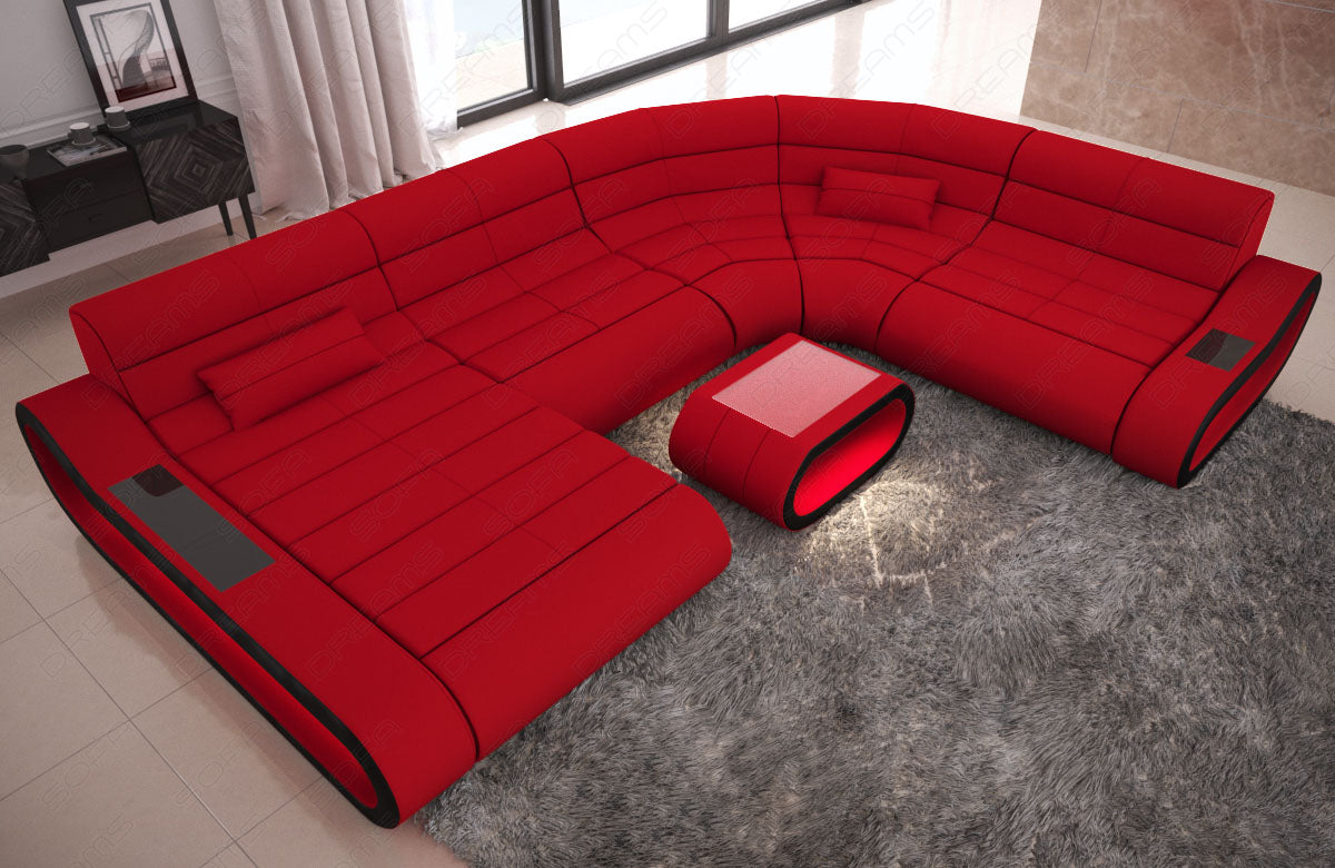 Design Mikrofaser Stoff Wohnlandschaft Concept XXL mit in rot - Mineva20