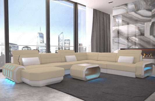 Polster Sofa Wohnlandschaft Roma XXL in beige - Mineva4 Mikrofaser Stoff